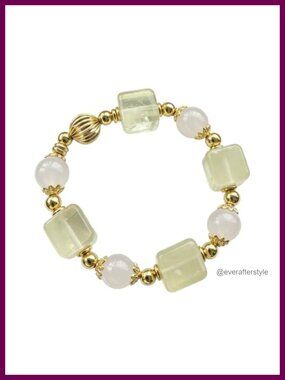 Natural Crystal Bead Stretch Bracelet for Women Boho Stackable